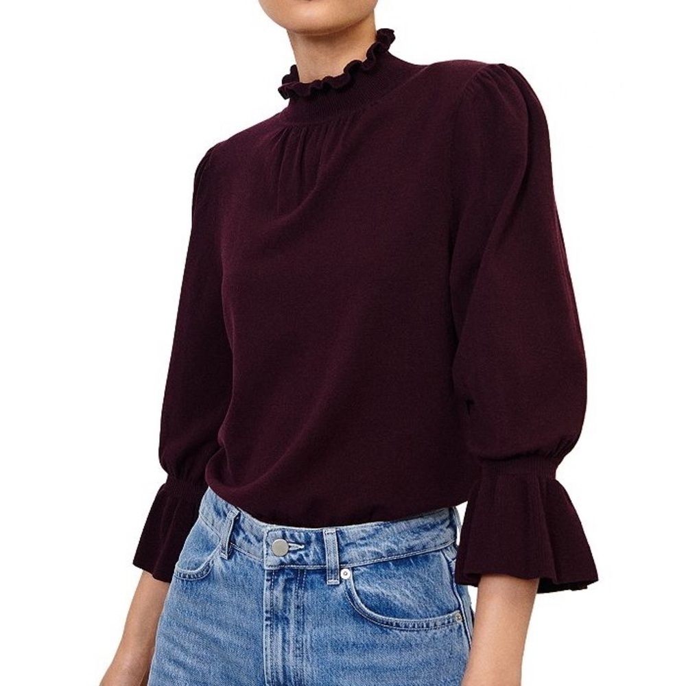 Ba&sh Sinto Knit Pullover Sweater in Bordeaux XS